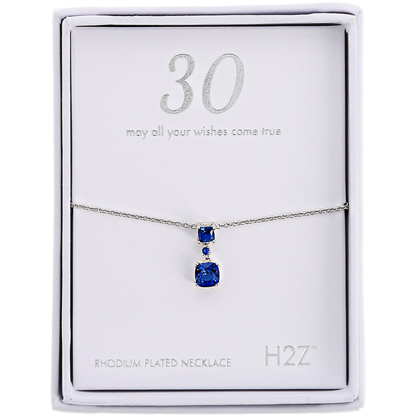 pavilion gift company 30 Sapphire Zircon 16.5"-18.5" Celebration Rhodium Plated Necklace