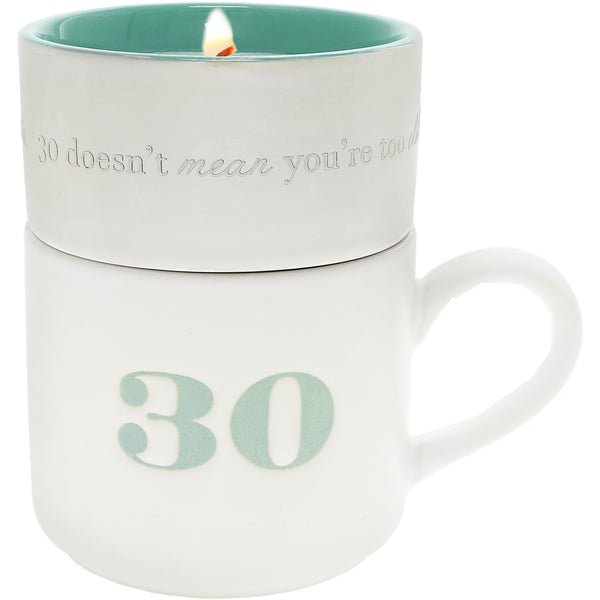 pavilion gift company 30 Stacking Mug and Candle Set 100% Soy Wax Scent: Tranquility