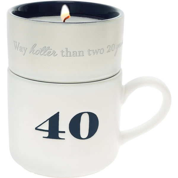 pavilion gift company 40 Stacking Mug and Candle Set 100% Soy Wax Scent: Tranquility