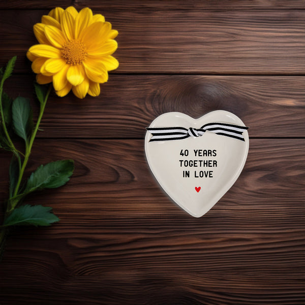 Pavilion Gift Company 40th Anniversary 4.5" X 4.5" Heart-Shaped Keepsake Dish