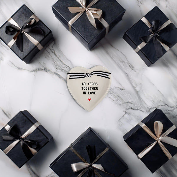 Pavilion Gift Company 40th Anniversary 4.5" X 4.5" Heart-Shaped Keepsake Dish