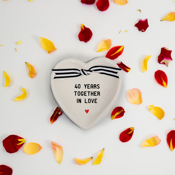 Pavilion Gift Company 40th Anniversary 4.5" X 4.5" Heart-Shaped Keepsake Dish