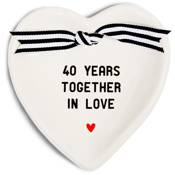 pavilion gift company 40th Anniversary 4.5" x 4.5" Heart-Shaped Keepsake Dish