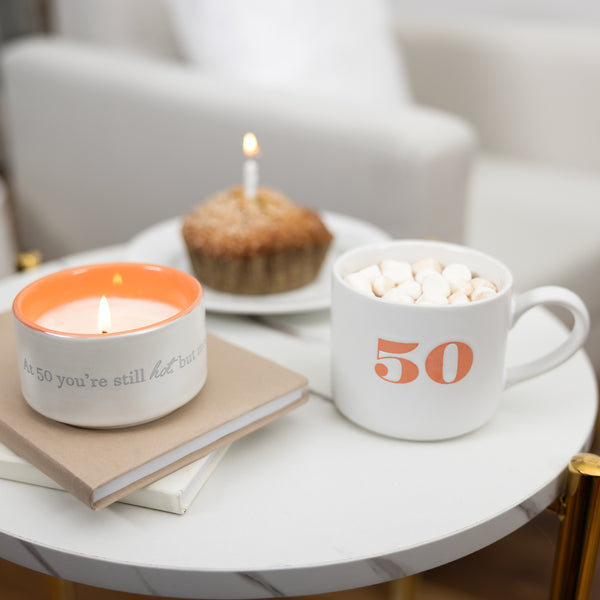 Pavilion Gift Company 50 Stacking Mug And Candle Set 100% Soy Wax Scent: Tranquility