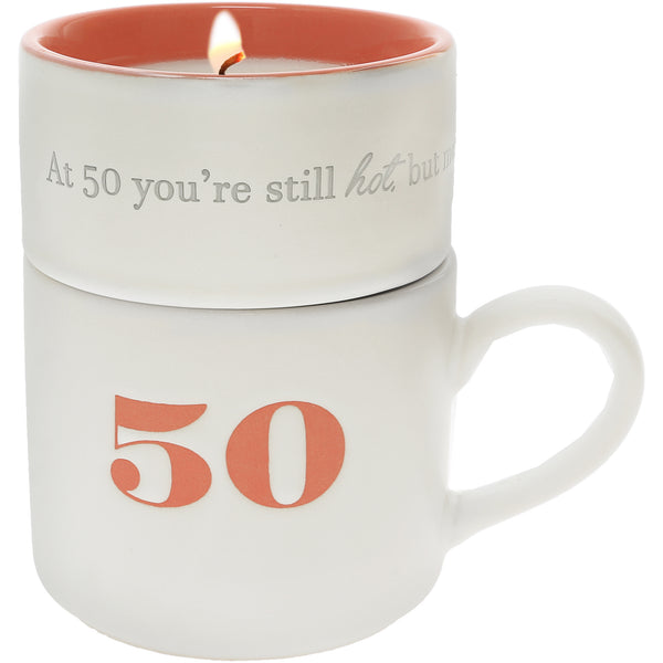 pavilion gift company 50 Stacking Mug and Candle Set 100% Soy Wax Scent: Tranquility