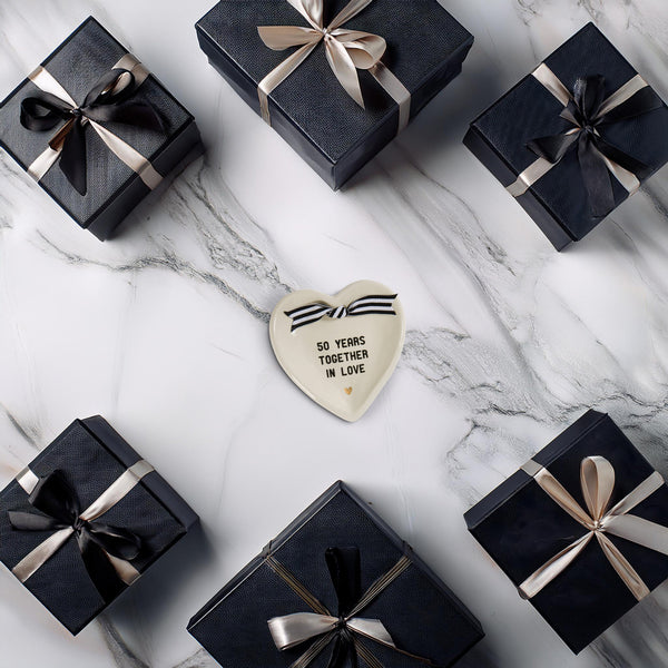 Pavilion Gift Company 50th Anniversary 4.5" X 4.5" Heart-Shaped Keepsake Dish