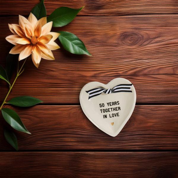 Pavilion Gift Company 50th Anniversary 4.5" X 4.5" Heart-Shaped Keepsake Dish