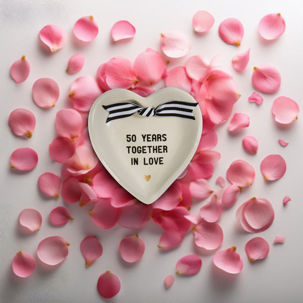 Pavilion Gift Company 50th Anniversary 4.5" X 4.5" Heart-Shaped Keepsake Dish