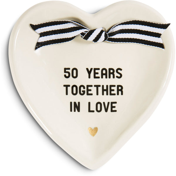 pavilion gift company 50th Anniversary 4.5" x 4.5" Heart-Shaped Keepsake Dish