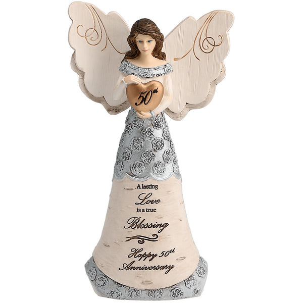 pavilion gift company 50th Anniversary 6" Angel Holding 50th Heart