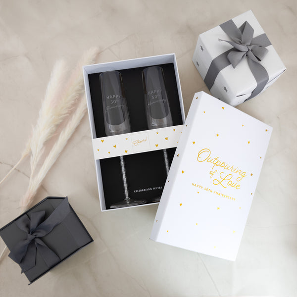 Pavilion Gift Company 50th Anniversary Gift Boxed 7 Oz Glass Toasting Flute Set