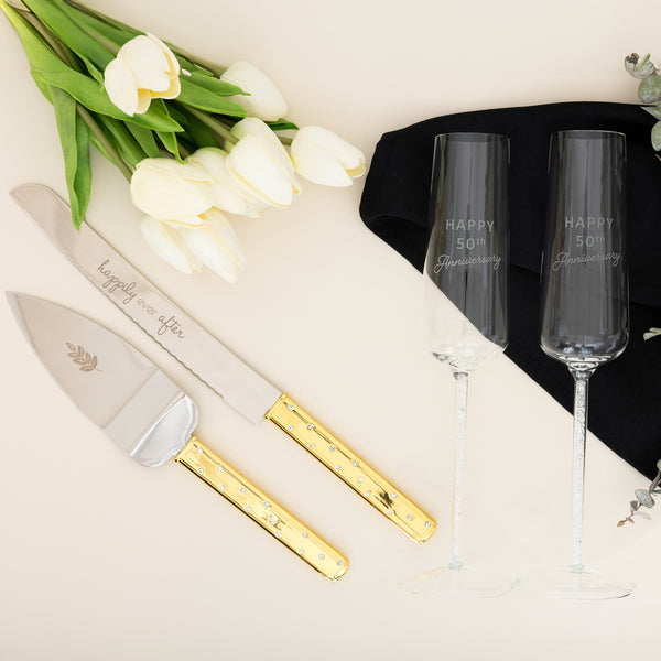 Pavilion Gift Company 50th Anniversary Gift Boxed 7 Oz Glass Toasting Flute Set
