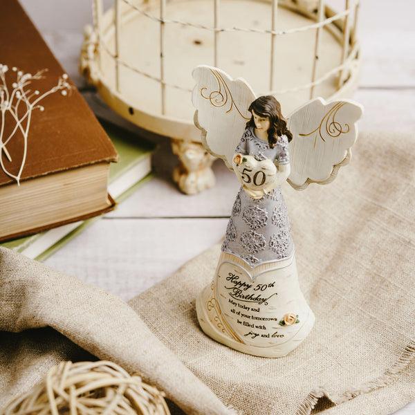 Pavilion Gift Company 50th Birthday 6" Angel Holding 50th Heart