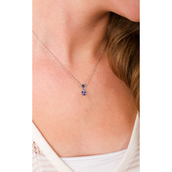 Pavilion Gift Company 60 Lavender Zircon 16.5"-18.5" Celebration Rhodium Plated Necklace