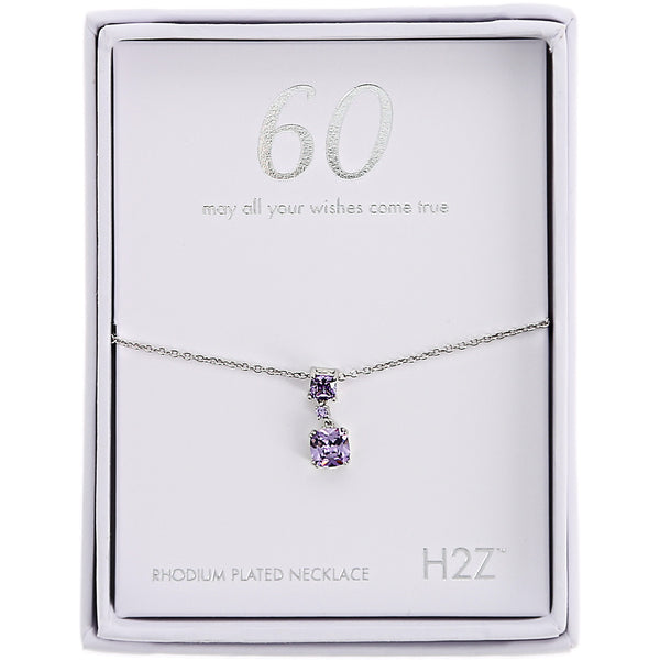 pavilion gift company 60 Lavender Zircon 16.5"-18.5" Celebration Rhodium Plated Necklace