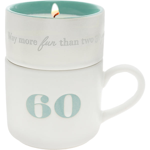 pavilion gift company 60 Stacking Mug and Candle Set 100% Soy Wax Scent: Tranquility