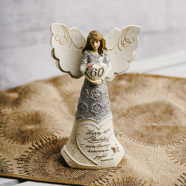 Pavilion Gift Company 60th Birthday 6" Angel Holding 60th Heart