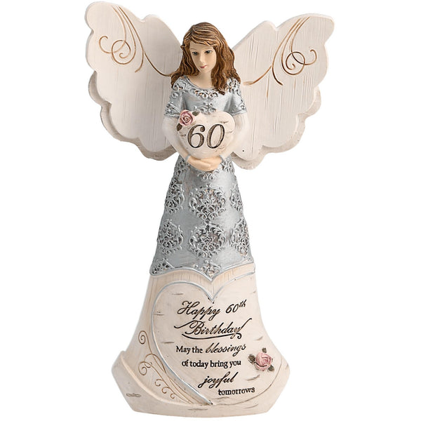 pavilion gift company 60th Birthday 6" Angel Holding 60th Heart