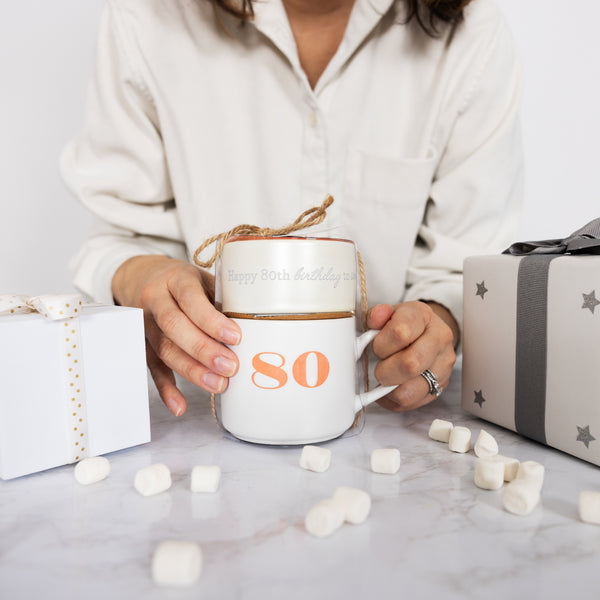 Pavilion Gift Company 80 Stacking Mug And Candle Set 100% Soy Wax Scent: Tranquility