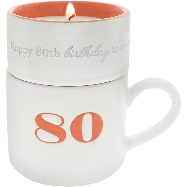 pavilion gift company 80 Stacking Mug and Candle Set 100% Soy Wax Scent: Tranquility
