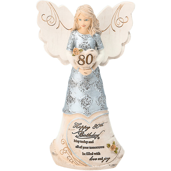 pavilion gift company 80th Birthday 6" Angel Holding Heart
