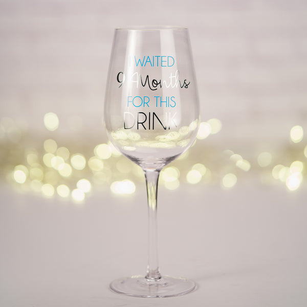 Pavilion Gift Company 9 Months Blue 16 Oz Crystal Wine Glass
