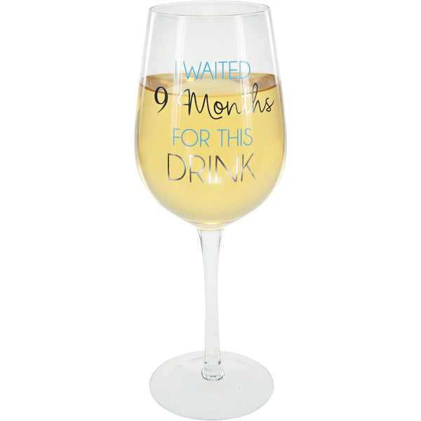 pavilion gift company 9 Months Blue 16 oz Crystal Wine Glass