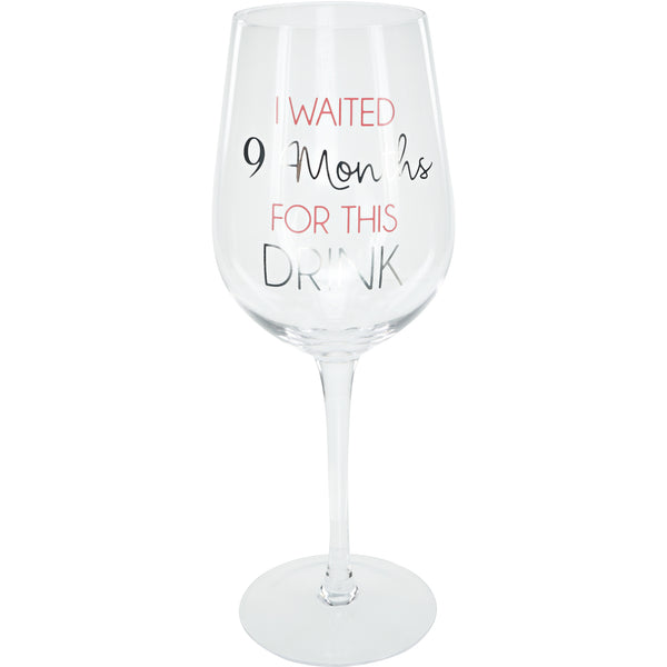 Pavilion Gift Company 9 Months Pink 16 Oz Crystal Wine Glass
