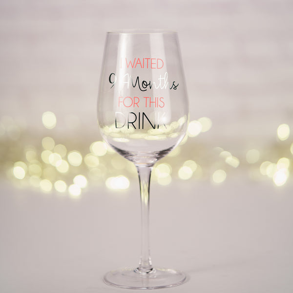 Pavilion Gift Company 9 Months Pink 16 Oz Crystal Wine Glass