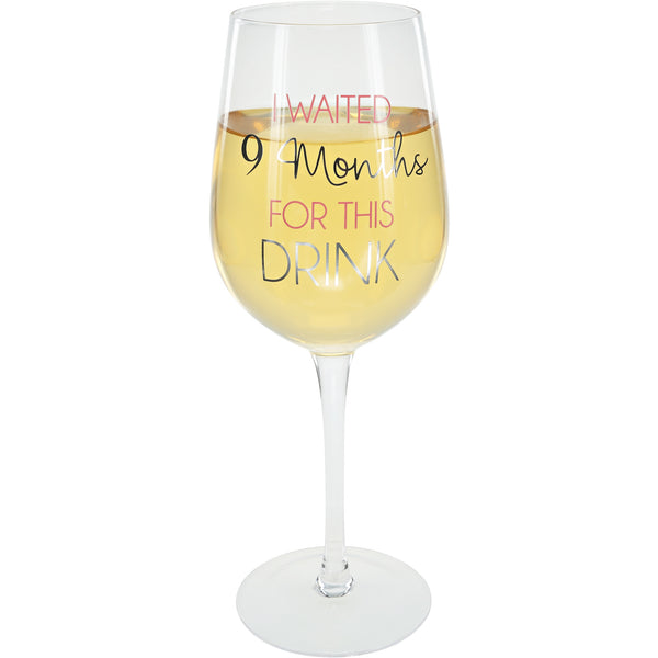 pavilion gift company 9 Months Pink 16 oz Crystal Wine Glass