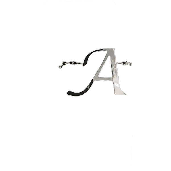 pavilion gift company A Adjustable Rhodium Plated Monogram Ring