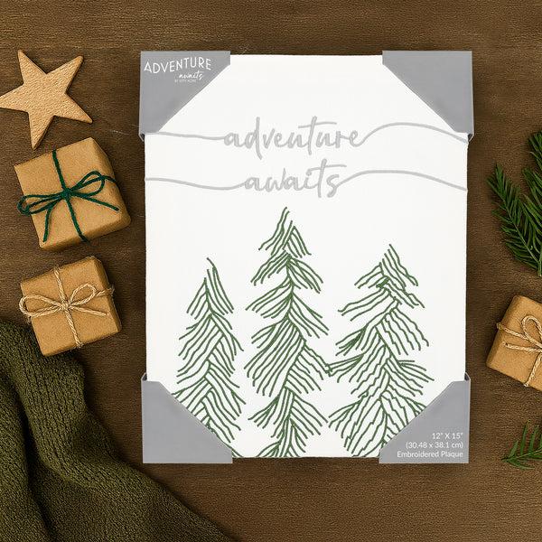 Pavilion Gift Company Adventure Awaits 12" X 15" Embroidered Plaque