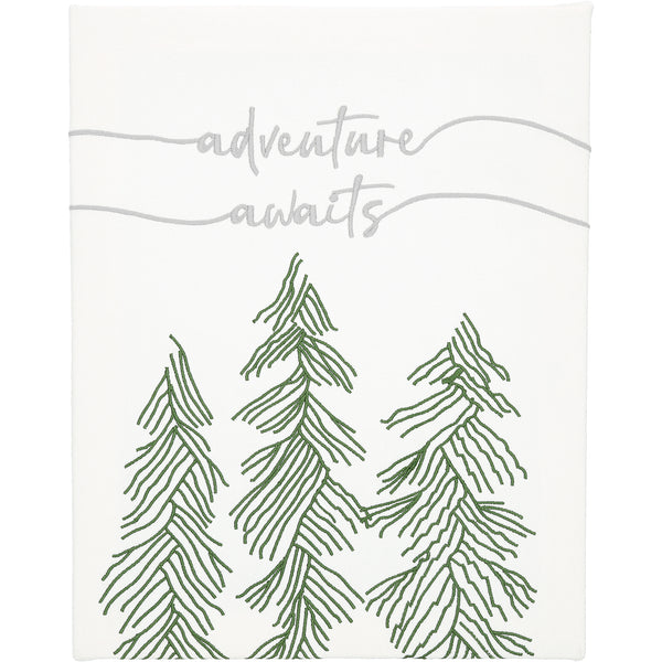 pavilion gift company Adventure Awaits 12" x 15" Embroidered Plaque