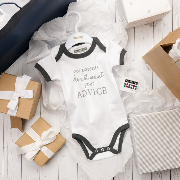 Pavilion Gift Company Advice 6-12 Months Gray Trimmed Bodysuit