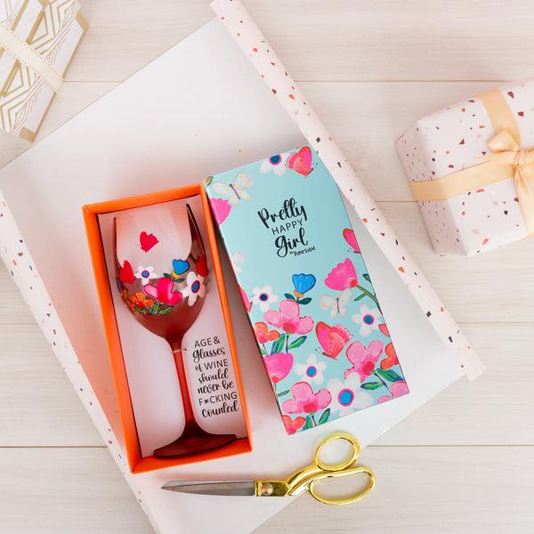 Pavilion Gift Company Age & Wine Gift Boxed 18 Oz Wine Glass