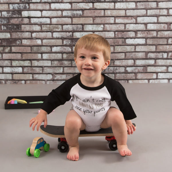 Pavilion Gift Company Ain't Cool 12-24 Months 3/4 Length Black Sleeve Onesie