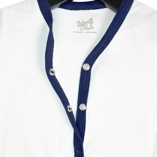 Pavilion Gift Company All Nighter 6-12 Months Navy Trimmed Sleeper