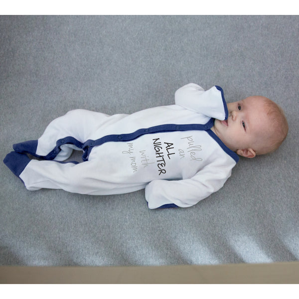 Pavilion Gift Company All Nighter 6-12 Months Navy Trimmed Sleeper