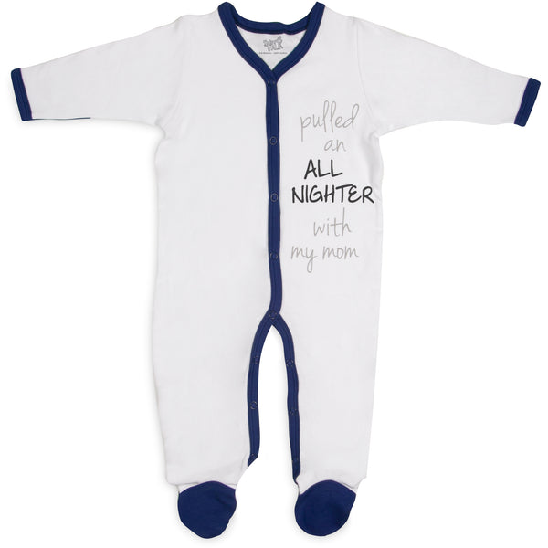 pavilion gift company All Nighter 6-12 Months Navy Trimmed Sleeper