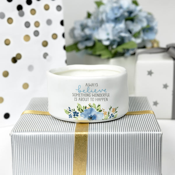 Pavilion Gift Company Always Believe 8 Oz - 100% Soy Wax Reveal Candle Scent: Tranquility