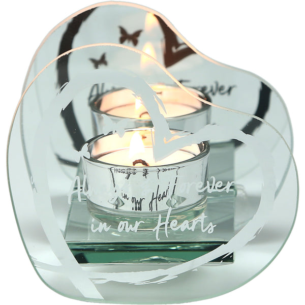 pavilion gift company Always & Forever 4" x 3.75" Mirrored Glass Candle Holder