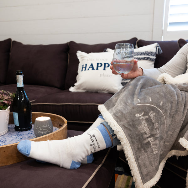 Pavilion Gift Company Amazing 18 Oz Stemless Glass & Sock Set