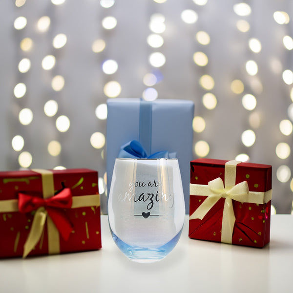 Pavilion Gift Company Amazing 18 Oz Stemless Glass & Sock Set