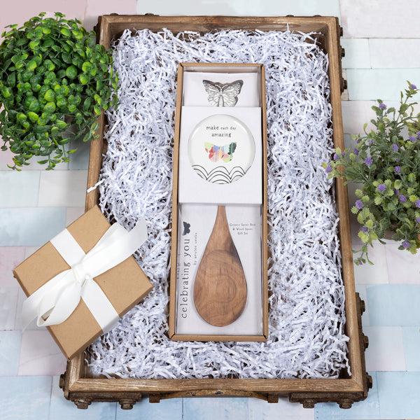 Pavilion Gift Company Amazing 4" Spoon Rest With Decorative Bamboo Spoon