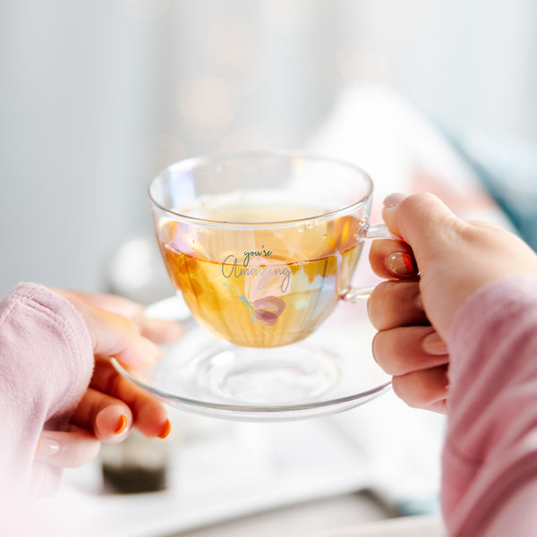 Pavilion Gift Company Amazing 7 Oz Glass Teacup And Saucer