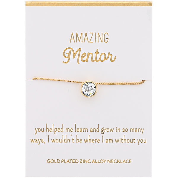 pavilion gift company Amazing Mentor Crystal 16"-17.5" Gold Plated Necklace