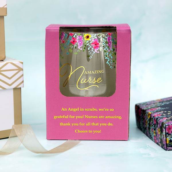 Pavilion Gift Company Amazing Nurse Gift Boxed 17 Oz Stemless Wine Glass