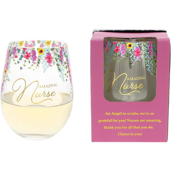 pavilion gift company Amazing Nurse Gift Boxed 17 oz Stemless Wine Glass