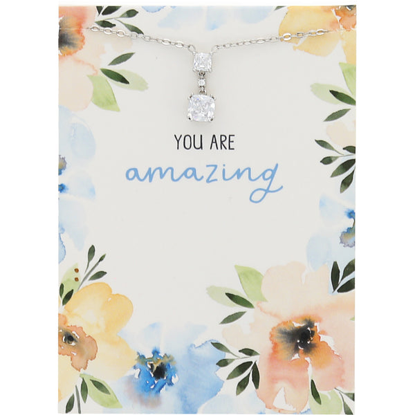 pavilion gift company Amazing White Crystal 16.5"-18.5" White Gold Plated Necklace with Cubic Zirconia Stones