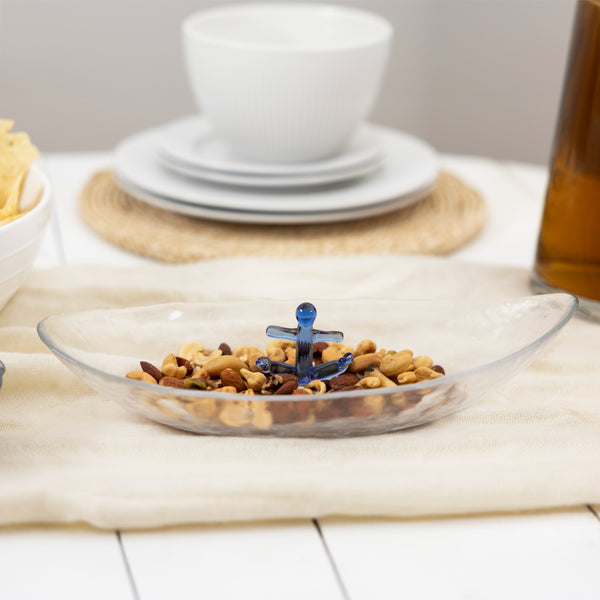 Pavilion Gift Company Anchor 12" Glass Platter With 3D Icon